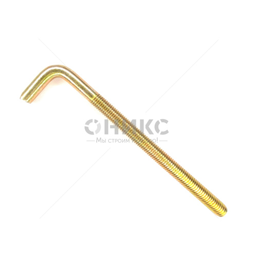 Винт костыль, Г-образный, с метрической резьбой, желтый цинк, М8x300 - Оникс