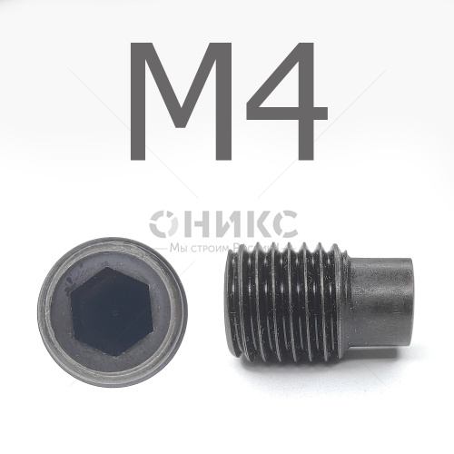 DIN 915 Винт установочный цилиндрическим концом оксидированный М4x4 - Оникс
