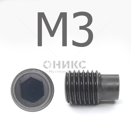 DIN 915 Винт установочный цилиндрическим концом оксидированный М3x12 - Оникс