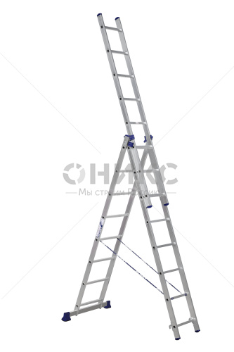 Лестница 3-секционная алюминиевая TOR SC3008 
3*8 универсальная - Оникс