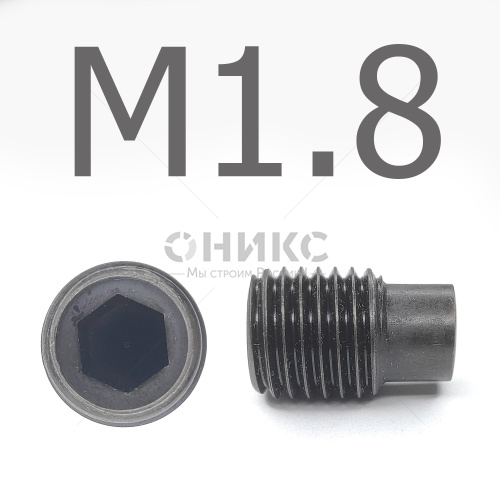 DIN 915 Винт установочный цилиндрическим концом оксидированный М1.8x4 - Оникс