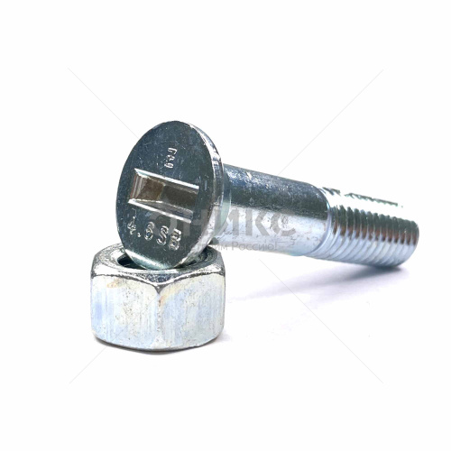 DIN 7969 Винт призонный с потайной головкой с прямым шлицем и гайкой, оцинкованная сталь, М20x90 - Оникс