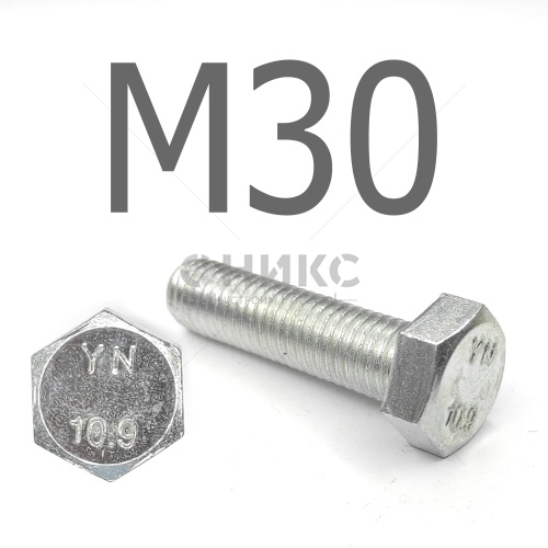DIN 933 Болт шестигранный с полной резьбой оцинкованная сталь 10.9 М30x220 - Оникс