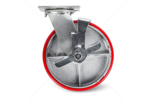 Колесо большегрузное поворотное SCpb 42 100 мм полиуретановое с тормозом (F) - Оникс