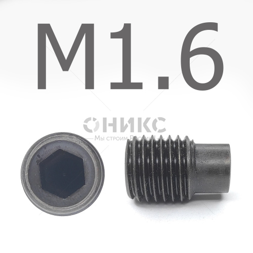 DIN 915 Винт установочный цилиндрическим концом оксидированный М1.6x4 - Оникс