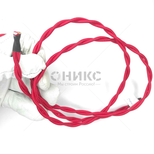 Двухжильный ретро провод Interior Electric ПВХ, сечение 2x1,5 Красный - Оникс