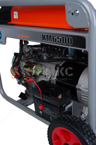 Генератор бензиновый TOR KM6500H 5,0 кВт 220В 27 л с кнопкой запуска и колесами - Оникс