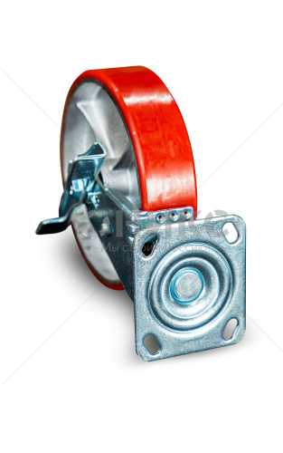 Колесо большегрузное поворотное SCpb 80 200 мм полиуретановое с тормозом (N) - Оникс