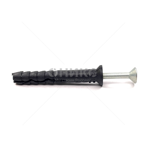 Дюбель-гвоздь с потайным бортом и шурупом, черный, 8x160 - Оникс